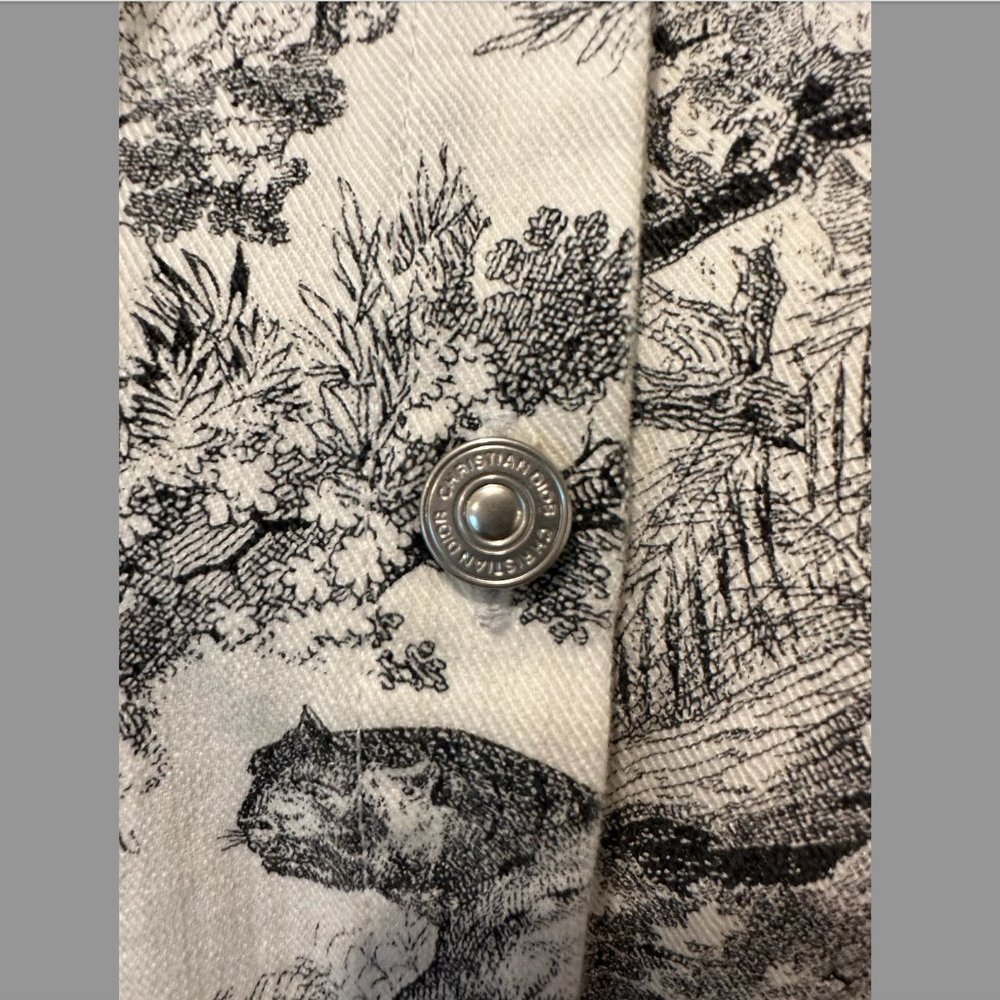 Dior Toile De Jouy Button Front Long Sleeve Shirt In White And Black Cotton - Picture 4 of 12